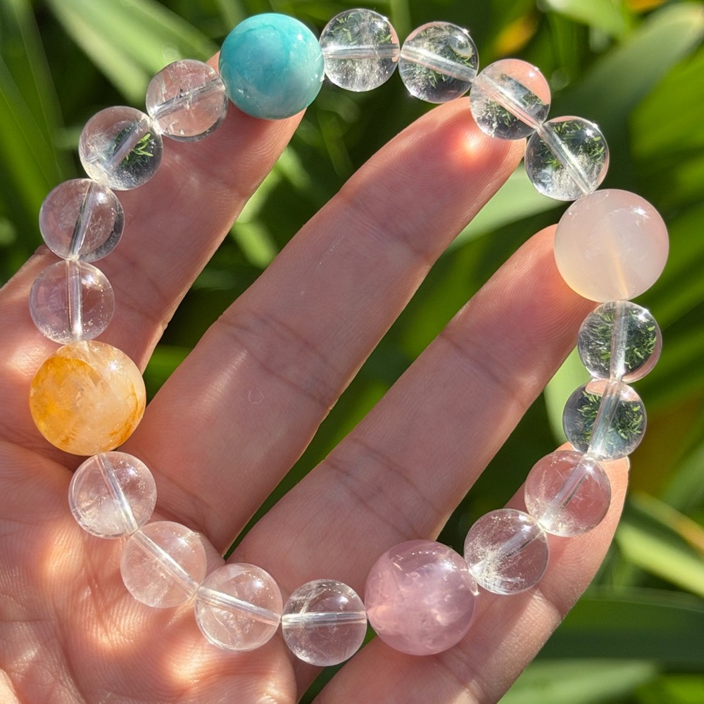 7.5 inches stretchable multistone‎ bracelet 0977